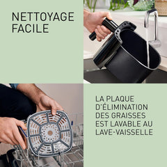 Panasonic NF-CC500SXE AirFryer Friteuse sans huile avec Hublot, 5L, 80-200°C, Minuterie Numérique et Écran LCD, Vapeur Douce, 11 Préréglages, Nettoyage Facile, Gris Mat