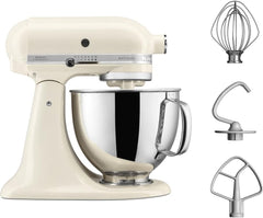 KitchenAid Robot Pâtissier I Artisan I Robot cuisine multifonctions à tête inclinable I Avec 4 accessoires I Bol de 4,8L | Crème