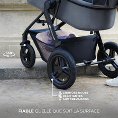 Kinderkraft MOOV2 Poussette 3 en 1, Système de voyage de la naissance à 27 kg, Siège auto Mink PRO I-Size inclus, Capote extensible avec filtre UPF50+, Accessoires pratiques, Gris