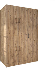 ROOMART Dora - Armoire de machine à laver - Pour sèche-linge et machine à laver - En 4 couleurs - Avec portes et panneau coulissant - Blanc - Chêne blanc - Chêne anthracite - Chêne blanc (chêne blanc)