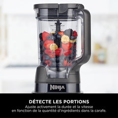 Ninja Detect Power Blender Processor Pro 3-en-1, mixeur 1200W, bol à mélanger, lame malaxeur, gobelet individuel, récipient, pétrir, mixer, hacher et mélanger, noir, TB401EU