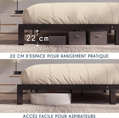 Dreamzie Cadre de Lit 160x200 avec Sommier - Sommier 160x200 avec Pieds - Hauteur de 35 cm - Structure Solide, Assemblage Facile et Espace de Rangement