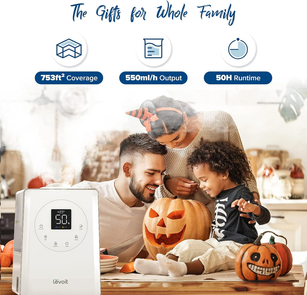 LEVOIT OasisMist 1000S (10L) Smart Humidifier for Home Large Room Bedroom, Last 100 Hours Suitable for Indoor Plant, Cover up to 600ft², Easy Top Fill, Remoter & Voice Control, Auto Mode, Quiet, White