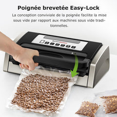 Bonsenkitchen Powerful and Quiet Food Vacuum Sealer with Globefish Technology for Continuous Work, Locked Handle Design, Integrated Cutter, 2 Rolls of Bags Included