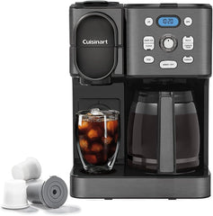 Cuisinart Cafetière, carafe en verre de 12 tasses, cafetière automatique chaude et glacée, machine à café à serveur unique, acier inoxydable noir, SS-16BKS
