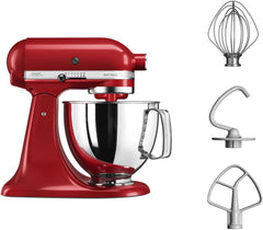 KitchenAid Robot Pâtissier I Artisan I Robot cuisine multifonctions à tête inclinable I Avec 4 accessoires I Bol de 4,8L | Crème
