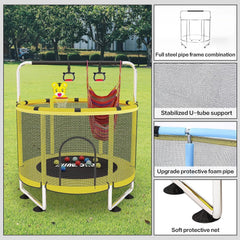Trampoline pour Enfants, Trampoline réglable pour bébé avec Panier de Basket-Ball, Trampoline intérieur et extérieur de 200 kg avec enclos