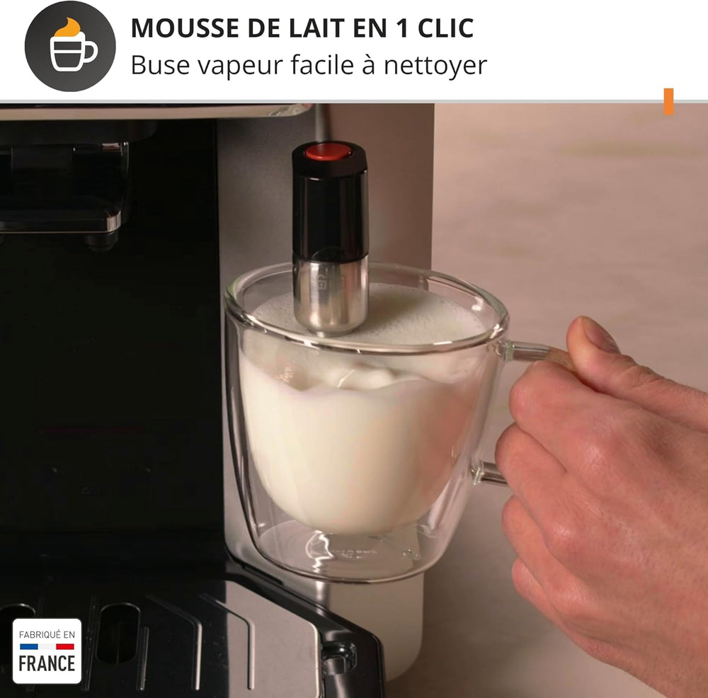 Krups Sensation C50, Machine à café grains, machine expresso, 5 boissons accès direct, Interface tactile, Facile à utiliser, Nettoyage automatique, Buse vapeur Cappuccino, Fabriqué en France EA910810