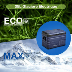 AAOBOSI 46 L Glaciere a Compression, Glaciere Electrique Double Zone, 12 V/24 V et 100-240 V Frigo Camping, -20 ℃ à 20 ℃, pour Voiture, Camion, Bateau, Camping-Car