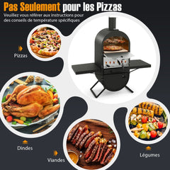 Four à Pizza au Feu de Bois d'Extérieur Housse en Tissu Oxford Pierre à Pizza de 31 cm Pelle à Pizza Grille de Cuisson -
