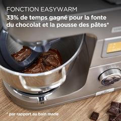 Kenwood Titanium Chef Patissier XL KWL90.034SI, Robot Patissier Balance Intégrée, Batteur K, Pétrin, Fouet, Batteur Souple, Deux Bols, Couvercle Anti-Projections, 1400W, Acier, Argent
