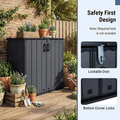 Tangkula 175 Gallon All-Weather Outdoor Storage Box with Lockable Door & Removable Shelf