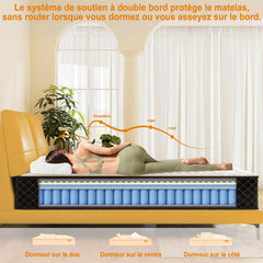 MOLPHIT Oeko-TEX Certified Mattress 90 x 190 cm, Thickness 25 cm, Independent Pocket Sprung Mattress, Adult and Children's Bed Mattress, Single Mattress, Perfect Support, Durable and Quiet