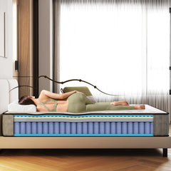 Matoresu Double Mattress 160 x 190 cm Memory Foam Height 25 cm Medium Rigid H3 Ergonomic 7 Zone Cold Foam Comfortable Breathable Fabric Cover
