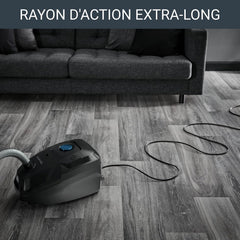 Rowenta Green Force Max Silence Vacuum Cleaner with Bag, 900 W Max, High Filtration, Quiet, Eco-Responsible, Made in France, Black/Aluminium RO6136EA