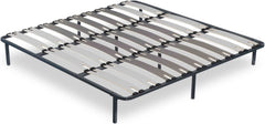 SAMPUR - Morpholattes bed base | 90 x 190 cm | 7 legs included | Grey | 25 cm high | epoxy lacquered metal frame | Extra wide slats | 5 support zones