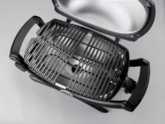Weber Q1400 Barbecue électrique avec support, surface de cuisson 43 x 32 cm, nomade, grille en fonte émaillée divisée en 2 parties, couvercle et cuve en fonte d'aluminium - Gris foncé (52020853)