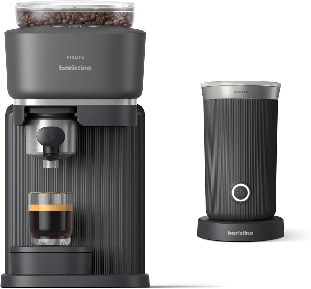 Philips Baristina Machine à expresso - Un véritable expresso, en toute simplicité - Compacte - 16 bars de pression - Broyeur intégré - Machine blanche avec porte-filtre blanc (BAR300/00)