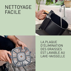 Panasonic NF-CC500SXE AirFryer Friteuse sans huile avec Hublot, 5L, 80-200°C, Minuterie Numérique et Écran LCD, Vapeur Douce, 11 Préréglages, Nettoyage Facile, Gris Mat