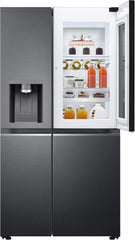 LG GSXV91MCAF Réfrigérateur combiné - Side by Side, 635L, InstaView, Total No-Frost, Compartiment congélation, Distributeur d'eau et glace UVnano, Compresseur Inverter Linear, Wi-Fi, Noir, Classe F