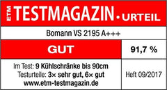 Bomann Réfrigérateur 133L blanc VS2195-1-blanc, Capacité nette : 133 litres, Éclairage intérieur à DEL, Contrôle de la température en continu, 3 clayettes en verre