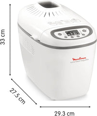 Moulinex Home Bread Baguette Machine à petits pains, 16 programmes, Résultats homogènes, Jusqu'à 1,5 kg de pain frais, Plaques croustillants, 3 niveaux de dorage OW610110, Blanc