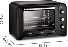 Moulinex Oven, 33 L, Rotating heat, Advanced convection, 6 cooking modes, Thermostat adjustable up to 240°C, Timer 120 min, Reversible grill, Silicone oven mitts, Optimo Black OX464811