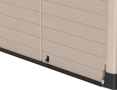 Duramax StoreAway 1200L Plastic Garden Shed/ Flat Lid, Outdoor Storage Shed, Wheelie Bin Hideaways, Wheelie bin box, Durable Construction, Ideal for Bikes, BBQs & 2x 240L Bins, 145x85x125 cm, Brown