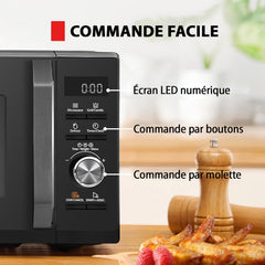 Toshiba Micro-ondes 20L MW2-MM20P(BK), Micro-ondes sur Pied, 800W, 5 Niveaux de Puissance, avec Décongélation Facile, éclairage LED à l'intérieur, Noir