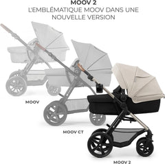Kinderkraft MOOV2 Poussette 3 en 1, Système de voyage de la naissance à 27 kg, Siège auto Mink PRO I-Size inclus, Capote extensible avec filtre UPF50+, Accessoires pratiques, Gris