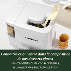 Cuisinart Sorbetière | machine à crème glacée, yaourt glacé, gelato, sorbet, sans produits laitiers | Distributeur de garniture | facile à utiliser | 1.42L fait 6 portions | Prêt en 20mins | ICE48U