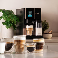 Cecotec Machine à Café Superautomatique Cremmaet Compactccino Black Rose, 19 bars, Réservoir à lait, Système Thermoblock, 5 niveaux de mouture, Réservoir à café 150g