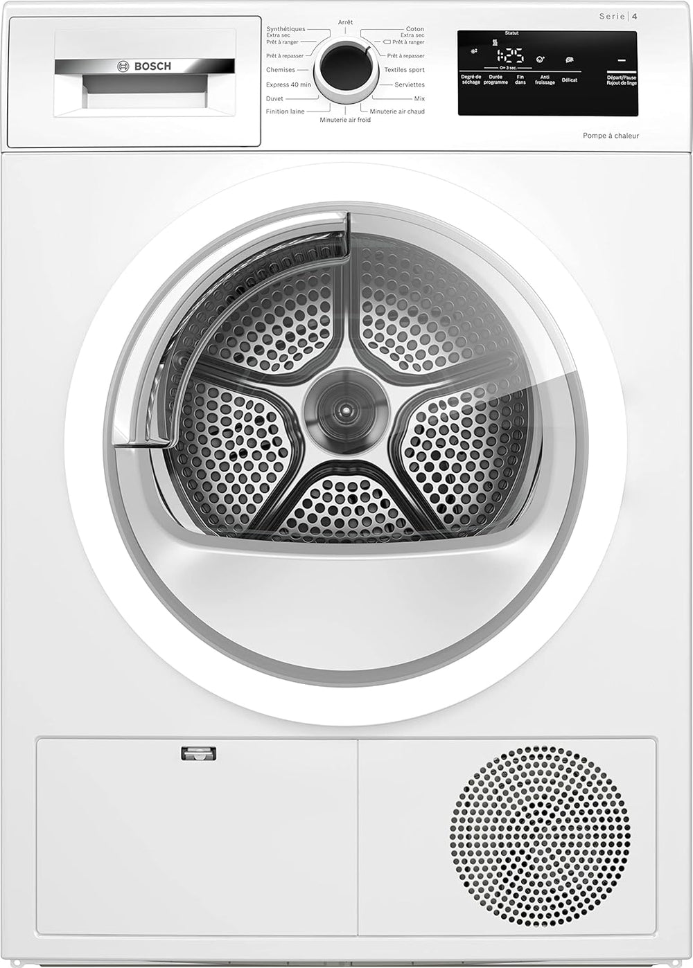 Bosch Electroménager Sèche-linge pompe à chaleur WTH83V13FR - Série 4-8 kg - 112 L - Design AntiVibration - Blanc, Blanche