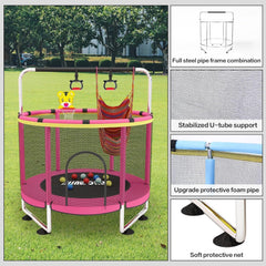 Trampoline pour Enfants, Trampoline réglable pour bébé avec Panier de Basket-Ball, Trampoline intérieur et extérieur de 200 kg avec enclos