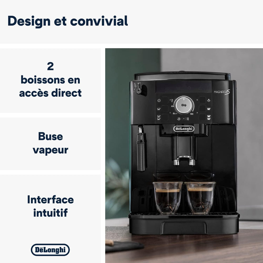 De'Longhi Magnifica S ECAM11.112.B, Automatic Coffee Machine / Espresso Bean to Cup with Milk Nozzle, with 4 One-Touch Recipes, Soft-Touch Control Panel, 1450 W, Black