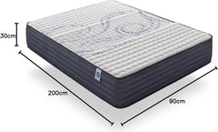 NATURALEX - Matelas PerfectSleep 180x200 - Épais 30 cm - Soutien Mousse à mémoire de Forme - Accueil Blue Latex - Confort Ferme - Respirant - 7 Zones - Réversible - Haute Densité - Fabriqué en Europe