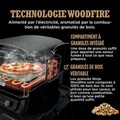 Ninja Woodfire 8-in-1 Electric Outdoor Pizza Oven, Rotisserie & Smoker BBQ with Grate, Pro-Heat Plate, Pizza Stone, Wood Pellets and Shovel, 6 Settings, Dark Orange OO101EU