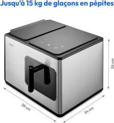 MEDION Ice maker (ice cube size small & large, 2.6 litre water tank, short production time approx. 10 minutes, crystal clear ice cubes, self-cleaning, control window, screen,