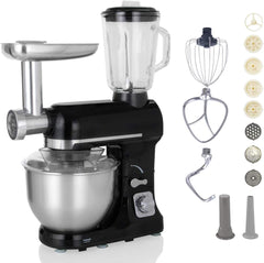 Robot Multifonctions 5l 1000w Noir Avec Hachoir Et Blender 1,5l En Verre - ROBIMIX NOIR