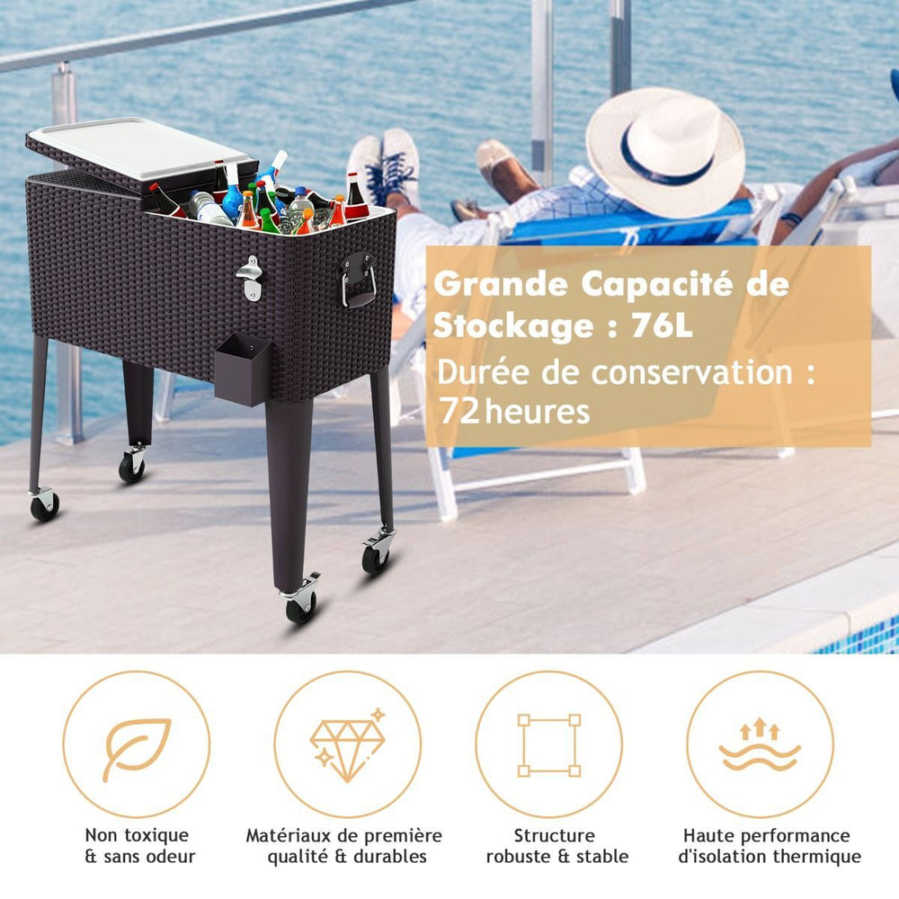 Glacire Roues Verrouillables 76L Dessert de Glace avec Dcapsuleur et Rceptacle Capsules en PP de haute alimentaire Garder au Frais 72h 83 x 48 x 87 CM -
