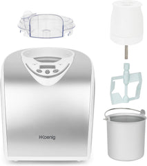 H.Koenig Sorbetière Turbine à Glace Professionnelle HF180, Machine à Glace Electrique 1L, 135 W, Réfrigérante & Maintien du Froid - Sorbet et Crème Glacée