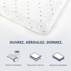ViscoSoft - Surmatelas 160 x 200 Mémo, Surmatelas 160 x 200 memoire de Forme 5cm avec Aération Optimale et Mousse Haute Densité 50kg/m³, Housse Bambou Lavable, Surmatelas 160x200 Confort Moelleux