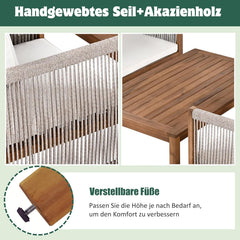 Zepneiy Salon de Jardin, Salon de Jardin 4 Personnes, avec canapé, Table Basse et Coussins, Housse en Tissu déhoussable et Lavable, Noir (Coussins d'assise Inclus)