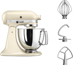 KitchenAid Robot Pâtissier I Artisan I Robot cuisine multifonctions à tête inclinable I Avec 4 accessoires I Bol de 4,8L | Crème