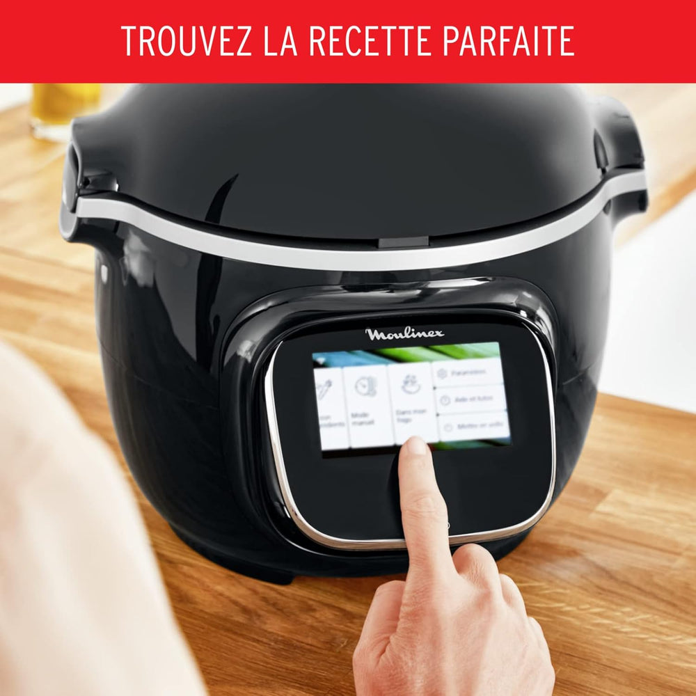 Moulinex Cookeo Touch Wifi Multicuiseur intelligent, Cuve 6 L, Haute pression, Guide pas à pas, 250 recettes intégrées, Application Moulinex CE902800, Noir