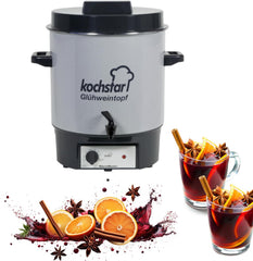 Kochstar K99104035 Electric Sterilizer with Thermostat and Tap 27 Litres 50 x 46.5 x 37 cm Grey