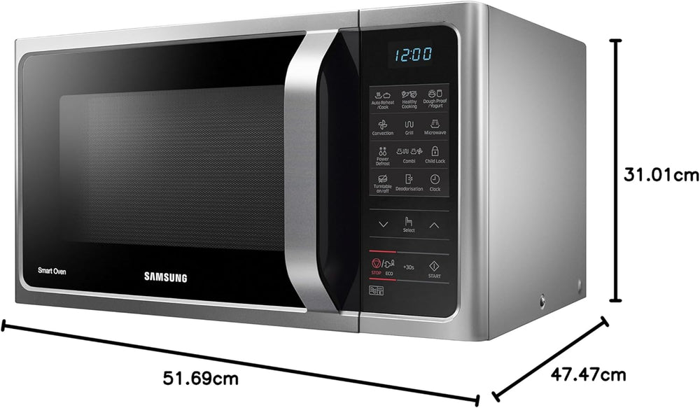 Samsung Four à micro-ondes combiné MC28H5013AS, 1400 W, 28 litres, argent