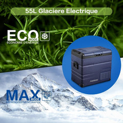 AAOBOSI 46 L Glaciere a Compression, Glaciere Electrique Double Zone, 12 V/24 V et 100-240 V Frigo Camping, -20 ℃ à 20 ℃, pour Voiture, Camion, Bateau, Camping-Car