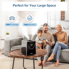 LEVOIT OasisMist 1000S (10L) Smart Humidifier for Home Large Room Bedroom, Last 100 Hours Suitable for Indoor Plant, Cover up to 600ft², Easy Top Fill, Remoter & Voice Control, Auto Mode, Quiet, White