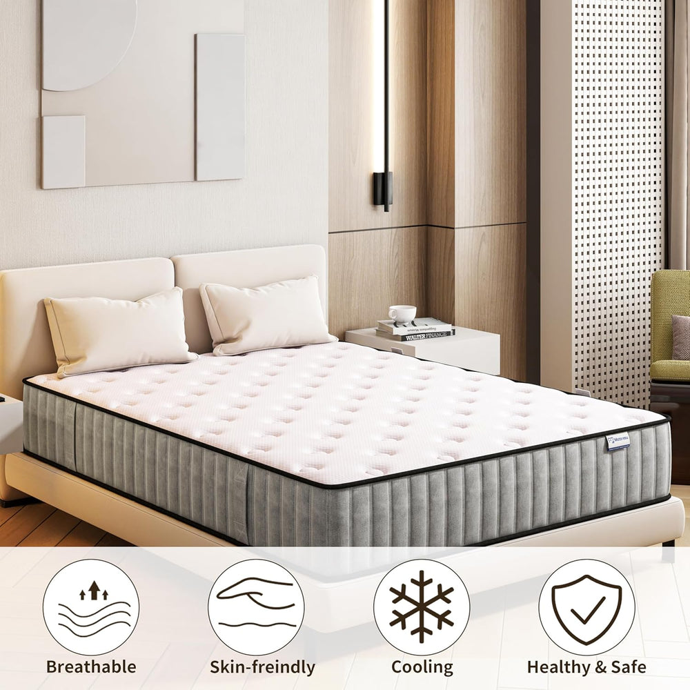 Matoresu Double Mattress 160 x 190 cm Memory Foam Height 25 cm Medium Rigid H3 Ergonomic 7 Zone Cold Foam Comfortable Breathable Fabric Cover